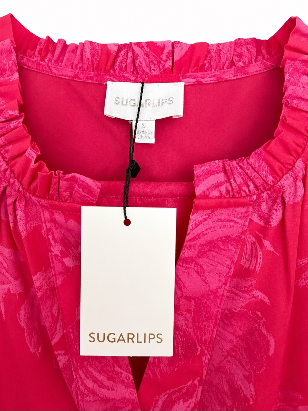 Sugarlips NWT Pink Floral Puff Sleeve Tiered Midi Dress Kids Pink Floral Tiered - Picture 3 of 3